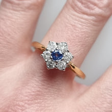 Load image into Gallery viewer, Vintage 18ct Gold Sapphire and Diamond Cluster Ring, 0.50ct modelled