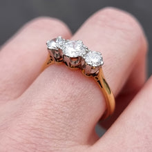 Load image into Gallery viewer, Vintage 18ct Gold Diamond Three Stone Ring, 1.00ct modelled