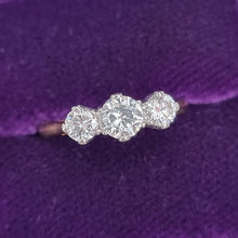 Load image into Gallery viewer, Vintage 18ct Gold Diamond Three Stone Ring, 1.00ct in box
