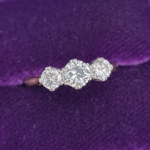 Load image into Gallery viewer, Vintage 18ct Gold Diamond Three Stone Ring, 1.00ct in box
