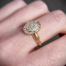 Load image into Gallery viewer, Antique 18ct Gold Oval Diamond Cluster Ring, 0.25ct modelled