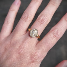 Load image into Gallery viewer, Antique 18ct Gold Oval Diamond Cluster Ring, 0.25ct modelled