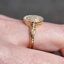 Load image into Gallery viewer, Antique 18ct Gold Oval Diamond Cluster Ring, 0.25ct modelled