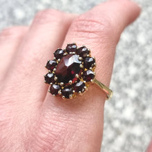 Load image into Gallery viewer, Vintage 14ct Gold Garnet Cluster Ring modelled