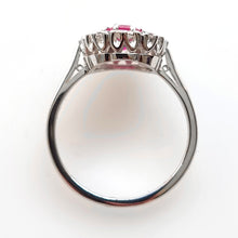 Load image into Gallery viewer, Vintage 18ct White Gold Ruby & Diamond Cluster Ring top-down