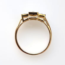 Load image into Gallery viewer, Vintage 18ct Gold Ruby & Diamond Three Stone Ring from above