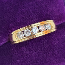 Load image into Gallery viewer, Vintage 18ct Gold Five Stone Diamond Half Eternity Ring, 0.50ct in box