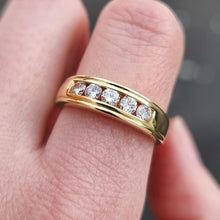 Load image into Gallery viewer, Vintage 18ct Gold Five Stone Diamond Half Eternity Ring, 0.50ct on finger