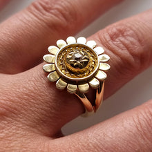 Load image into Gallery viewer, Antique 9ct Gold Diamond Sunflower Ring modelled