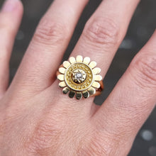 Load image into Gallery viewer, Antique 9ct Gold Diamond Sunflower Ring modelled