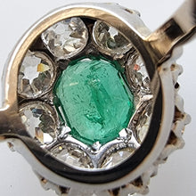Load image into Gallery viewer, Vintage 18ct Gold Emerald & Diamond Cluster Ring, 2.00ct from behind, detail