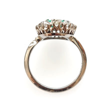 Load image into Gallery viewer, Vintage 18ct Gold Emerald & Diamond Cluster Ring, 2.00ct from above