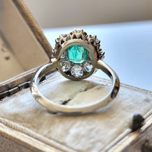 Load image into Gallery viewer, Vintage 18ct Gold Emerald & Diamond Cluster Ring, 2.00ct from behind