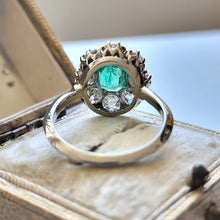Load image into Gallery viewer, Vintage 18ct Gold Emerald & Diamond Cluster Ring, 2.00ct from behind