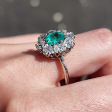 Load image into Gallery viewer, Vintage 18ct Gold Emerald & Diamond Cluster Ring, 2.00ct modelled