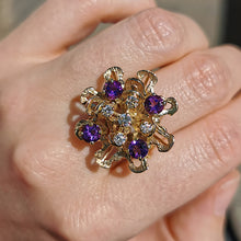Load image into Gallery viewer, Vintage 18ct Gold Amethyst & Diamond Dress Ring