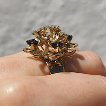 Load image into Gallery viewer, Vintage 18ct Gold Amethyst & Diamond Dress Ring