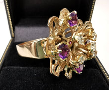 Load image into Gallery viewer, Vintage 18ct Gold Amethyst & Diamond Dress Ring