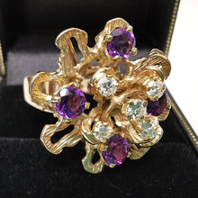 Load image into Gallery viewer, Vintage 18ct Gold Amethyst & Diamond Dress Ring