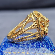 Load image into Gallery viewer, Vintage 14ct Gold Garnet & Pearl Statement Cluster Ring