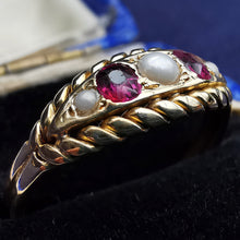 Load image into Gallery viewer, Antique 18ct Gold Ruby & Pearl Ring