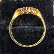 Load image into Gallery viewer, Vintage 18ct Gold Ruby & Diamond Three Stone Ring