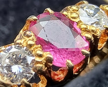 Load image into Gallery viewer, Vintage 18ct Gold Ruby & Diamond Three Stone Ring