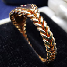 Load image into Gallery viewer, Antique 18ct Gold Ruby & Diamond Rope Edge Ring