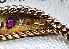 Load image into Gallery viewer, Antique 18ct Gold Ruby & Diamond Rope Edge Ring