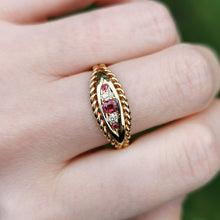 Load image into Gallery viewer, Antique 18ct Gold Ruby & Diamond Rope Edge Ring