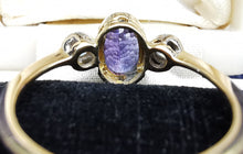 Load image into Gallery viewer, Vintage 18ct Gold Tanzanite & Diamond Three Stone Ring