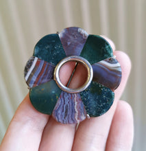Load image into Gallery viewer, Large Antique Scottish Silver Agate Circular Brooch