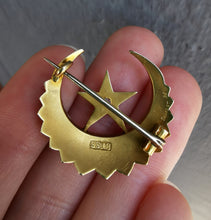 Load image into Gallery viewer, Victorian 18ct Gold, Pearl & Diamond Crescent Brooch