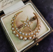 Load image into Gallery viewer, Victorian 18ct Gold, Pearl & Diamond Crescent Brooch