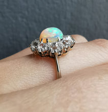 Load image into Gallery viewer, Antique Platinum Opal & Diamond Cluster Ring