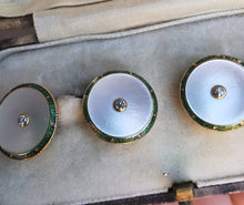 Load image into Gallery viewer, Art Deco Gold Mother of Pearl, Enamel & Diamond Cufflinks