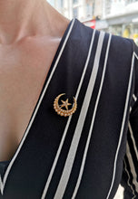 Load image into Gallery viewer, Victorian 18ct Gold, Pearl & Diamond Crescent Brooch