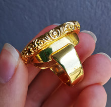 Load image into Gallery viewer, Antique 18ct Gold Carnelian Scottish Seal Statement Ring in hand