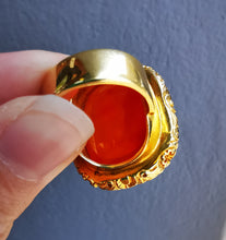 Load image into Gallery viewer, Antique 18ct Gold Carnelian Scottish Seal Statement Ring in hand