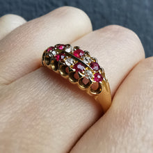 Load image into Gallery viewer, Edwardian 18ct Gold Ruby & Diamond Double Row Ring