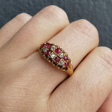 Load image into Gallery viewer, Edwardian 18ct Gold Ruby & Diamond Double Row Ring