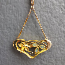 Load image into Gallery viewer, Art Nouveau 15ct Gold Opal, Ruby & Diamond Pendant