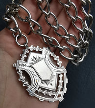 Load image into Gallery viewer, Edwardian Sterling Silver Albert Chain with Large Shield Fob