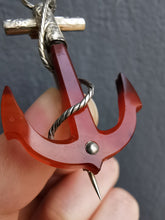 Load image into Gallery viewer, Victorian Silver Agate Anchor Brooch