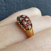Load image into Gallery viewer, Edwardian 18ct Gold Ruby & Diamond Double Row Ring