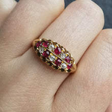 Load image into Gallery viewer, Edwardian 18ct Gold Ruby & Diamond Double Row Ring
