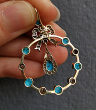 Load image into Gallery viewer, Edwardian 15ct Gold Turquoise & Diamond Bow Pendant