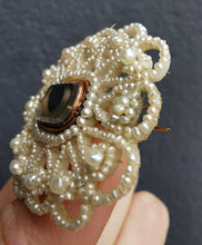 Load image into Gallery viewer, Georgian/Victorian Seed Pearl & Mother of Pearl Mourning Brooch