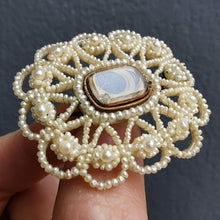 Load image into Gallery viewer, Georgian/Victorian Seed Pearl & Mother of Pearl Mourning Brooch