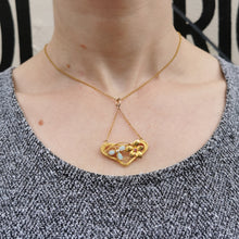 Load image into Gallery viewer, Art Nouveau 15ct Gold Opal, Ruby & Diamond Pendant